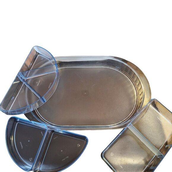 Vintage Tupperware Divided Serving Tray With Lid 6 Compartments Oval Shape Durab - Picture 2 of 2